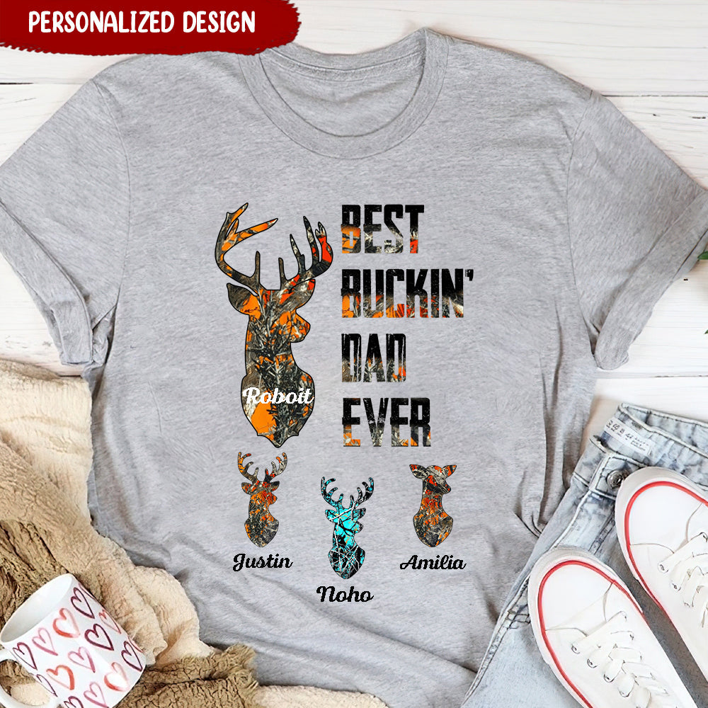 Best Buckin' Dad Ever Personalized T-shirt Gift For Dad