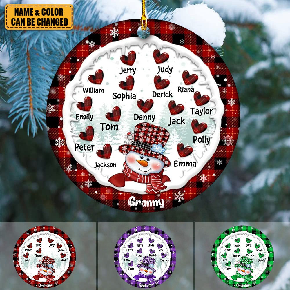 Grandma Snowman Christmas- Personalized Ceramic Ornament - Gift For Grandma