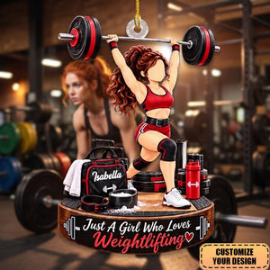 Custom Weightlifting Acrylic Ornament, Personalized Barbell Lifter Gift