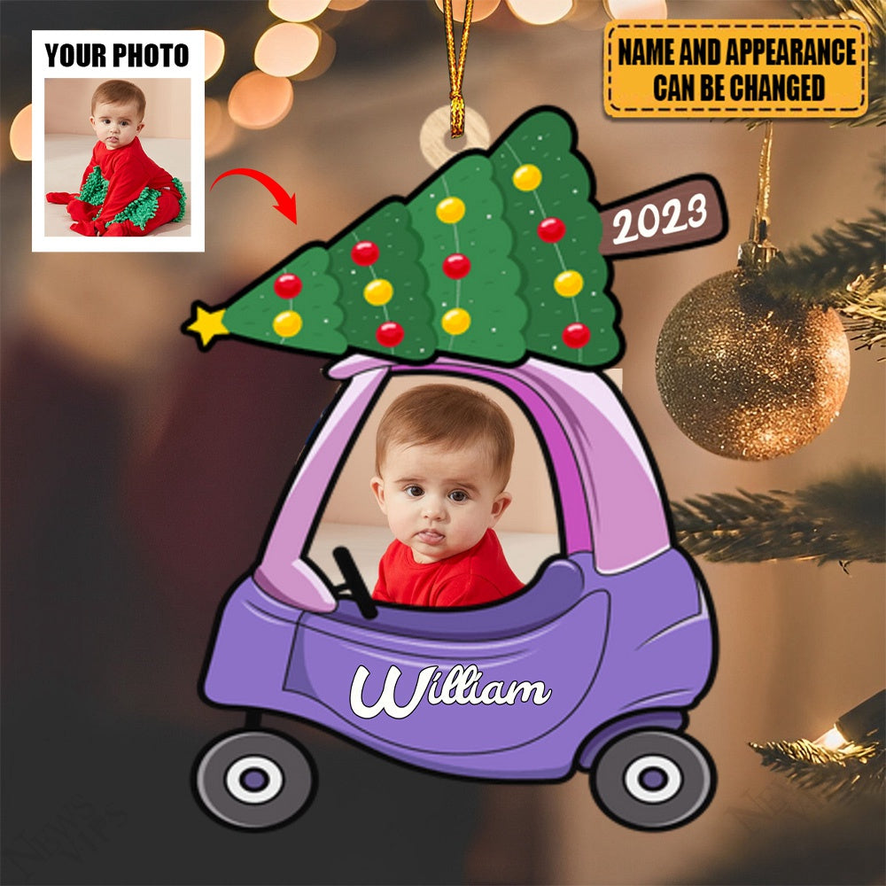 Custom Kid Photo Wood Ornament, Christmas Gift For Kids