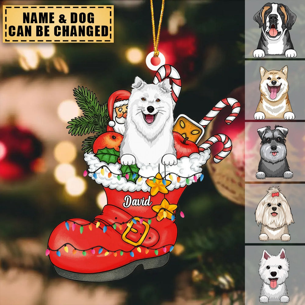 Cute Christmas Dog Cat Santa Shoe Acrylic Ornament