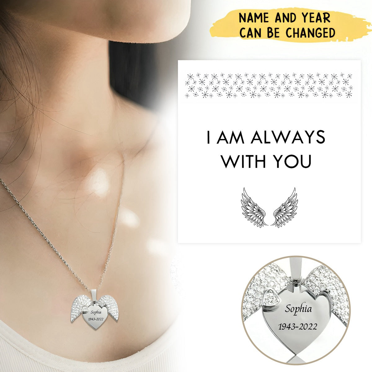 Engraved Heart Necklace Personalized Memorial Gift
