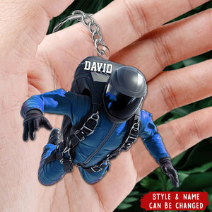 Personalized Skydiver Shaped Keychain – Gift For Paragliding, Skydiving Lovers