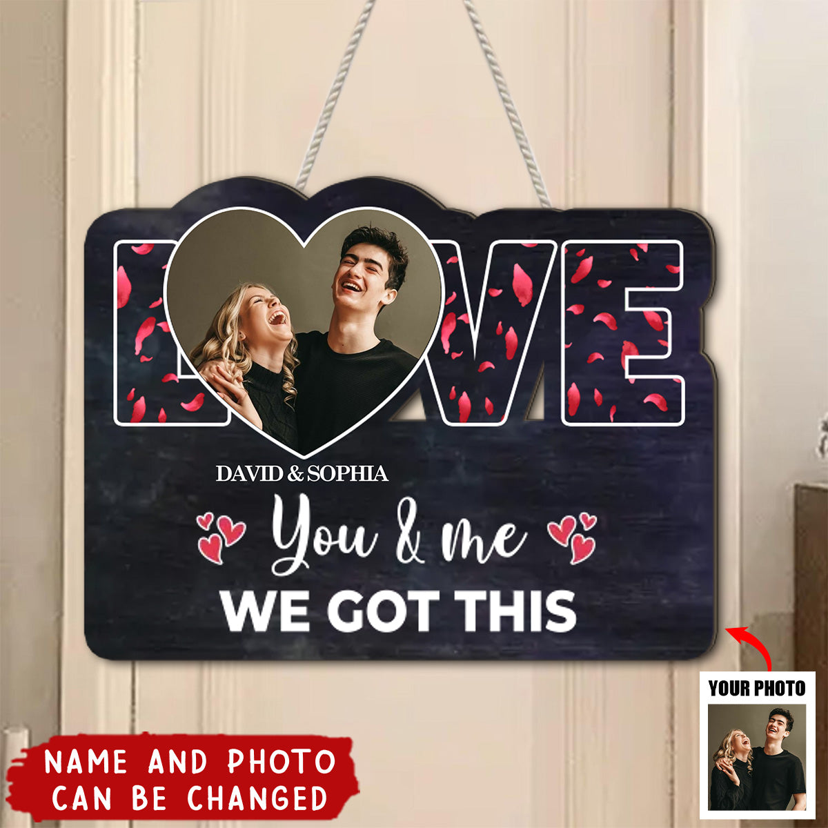 Custom Photo - Personalized Wooden Sign for Couple - Christmas, Anniversary Gift for Her, Him