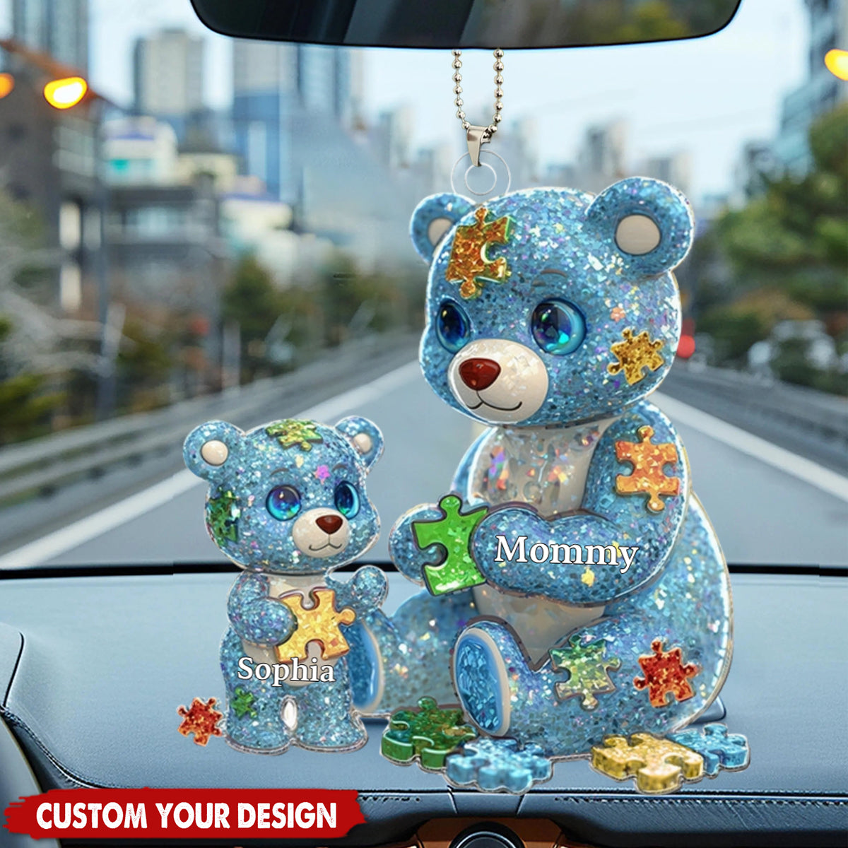 Mama Bear Autism Awareness - Personalized Acrylic Car Ornament