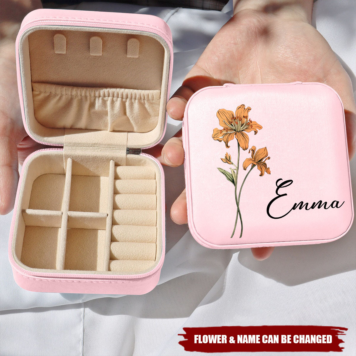 Woman Birth Month Flower Personalized Jewelry Box, Birthday Gift, Mother's Day Gift For Mom, Grandma