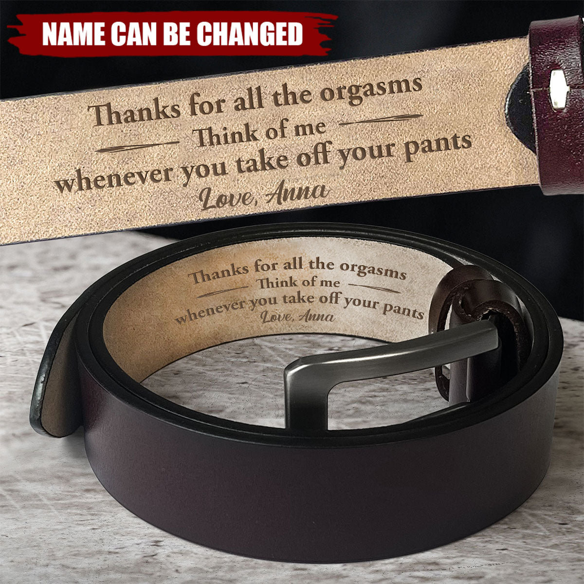 Thanks For All - Personalized Engraved Leather Belt