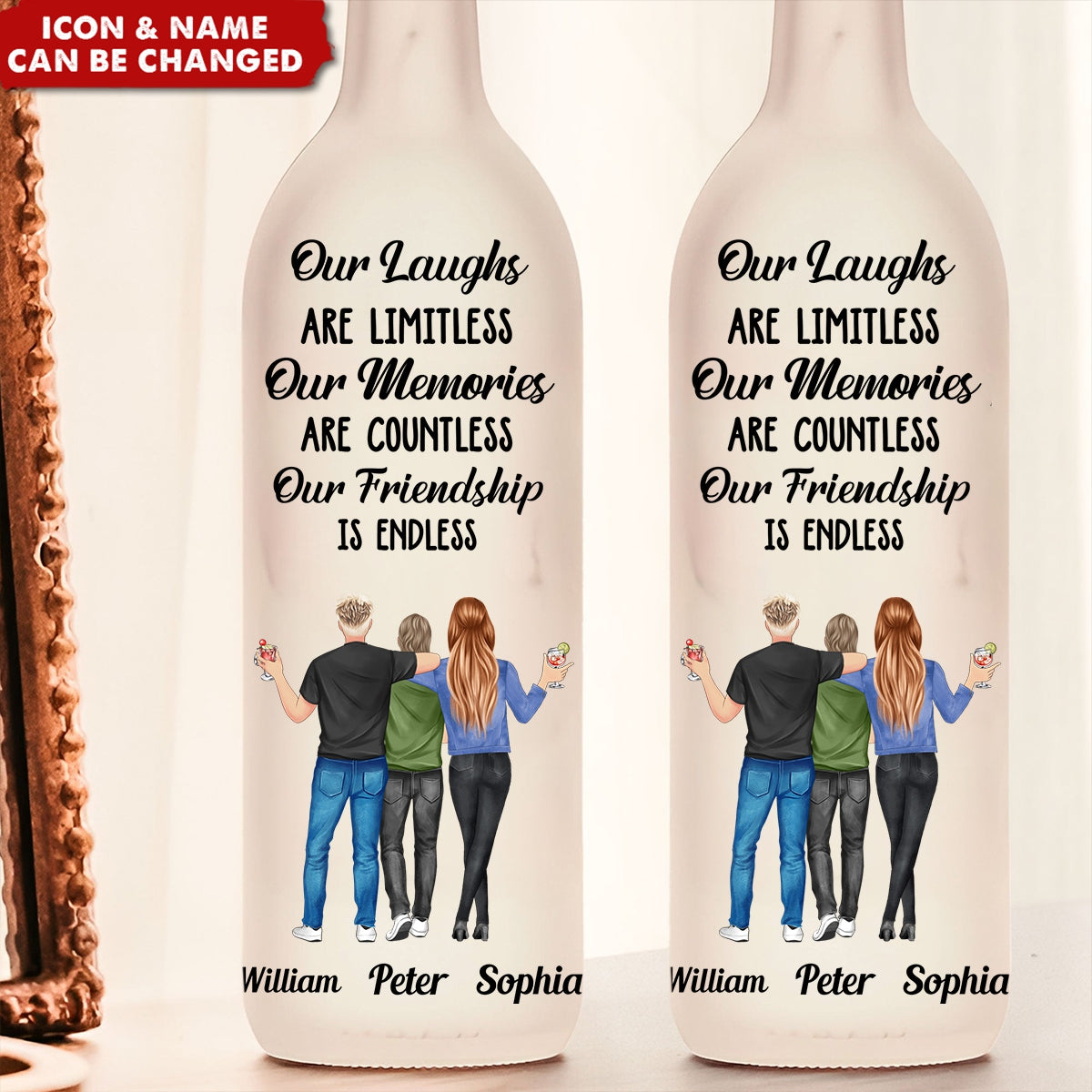 Friend - We Never Walk Alone - Personalized Bottle Lamp