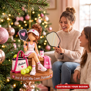 Personalized Pickleball Ornament - Custom Pickleball Girl Gift