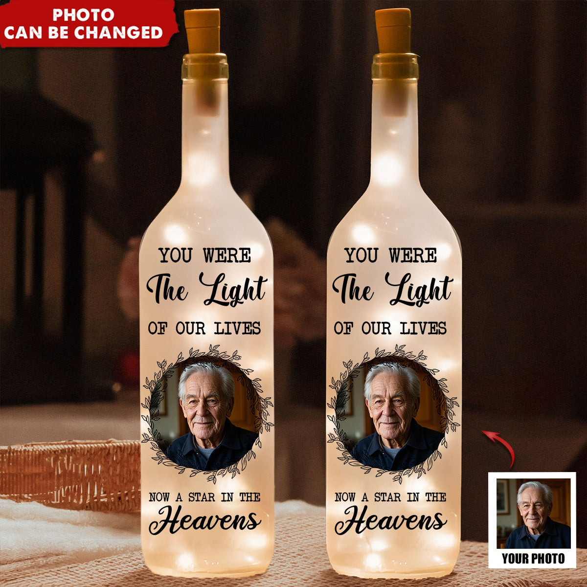 A Star In The Heavens - Personalized Photo Bottle Lamp