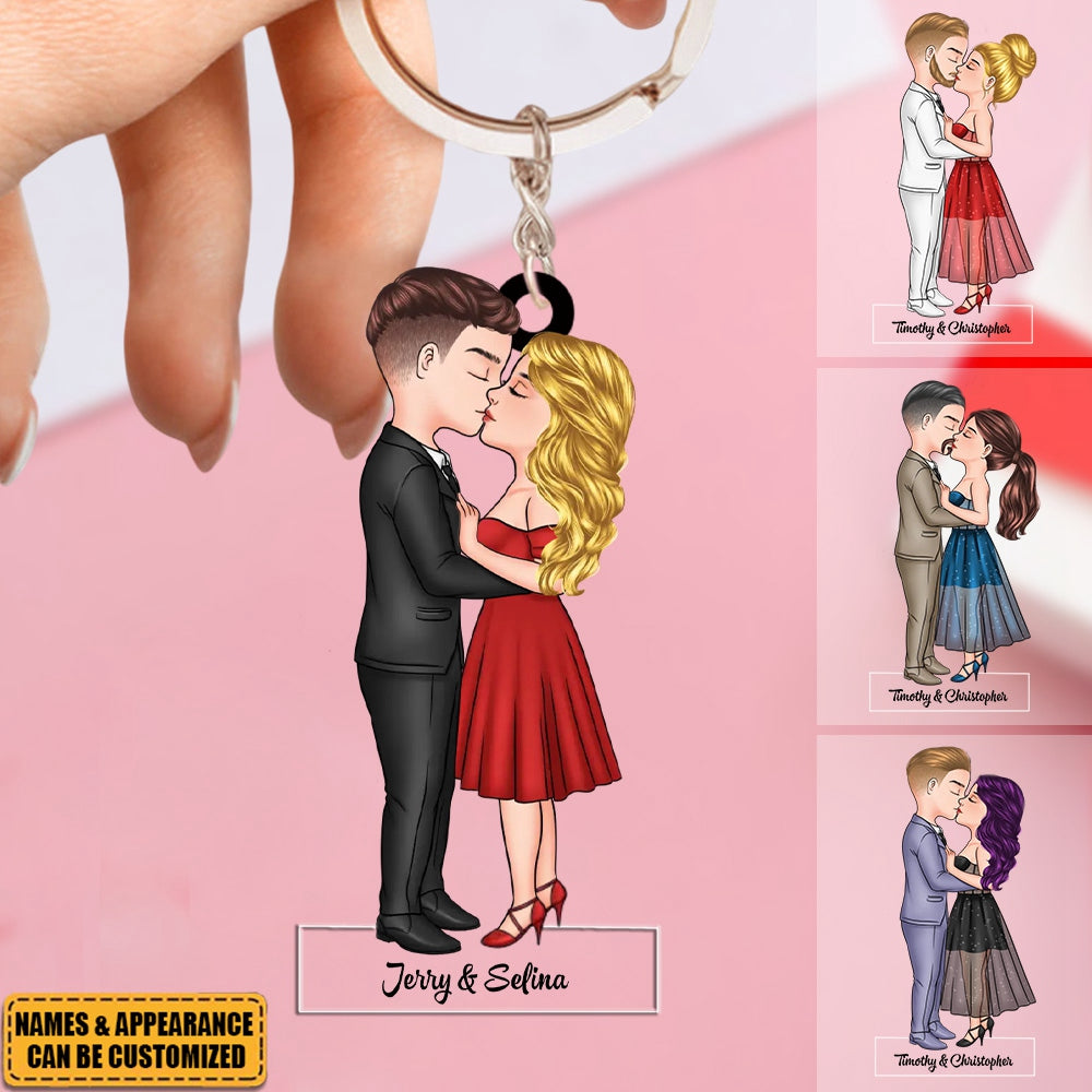 Kissing Couple - Custom Acrylic Keychain, Valentine's Day Gift For Couple