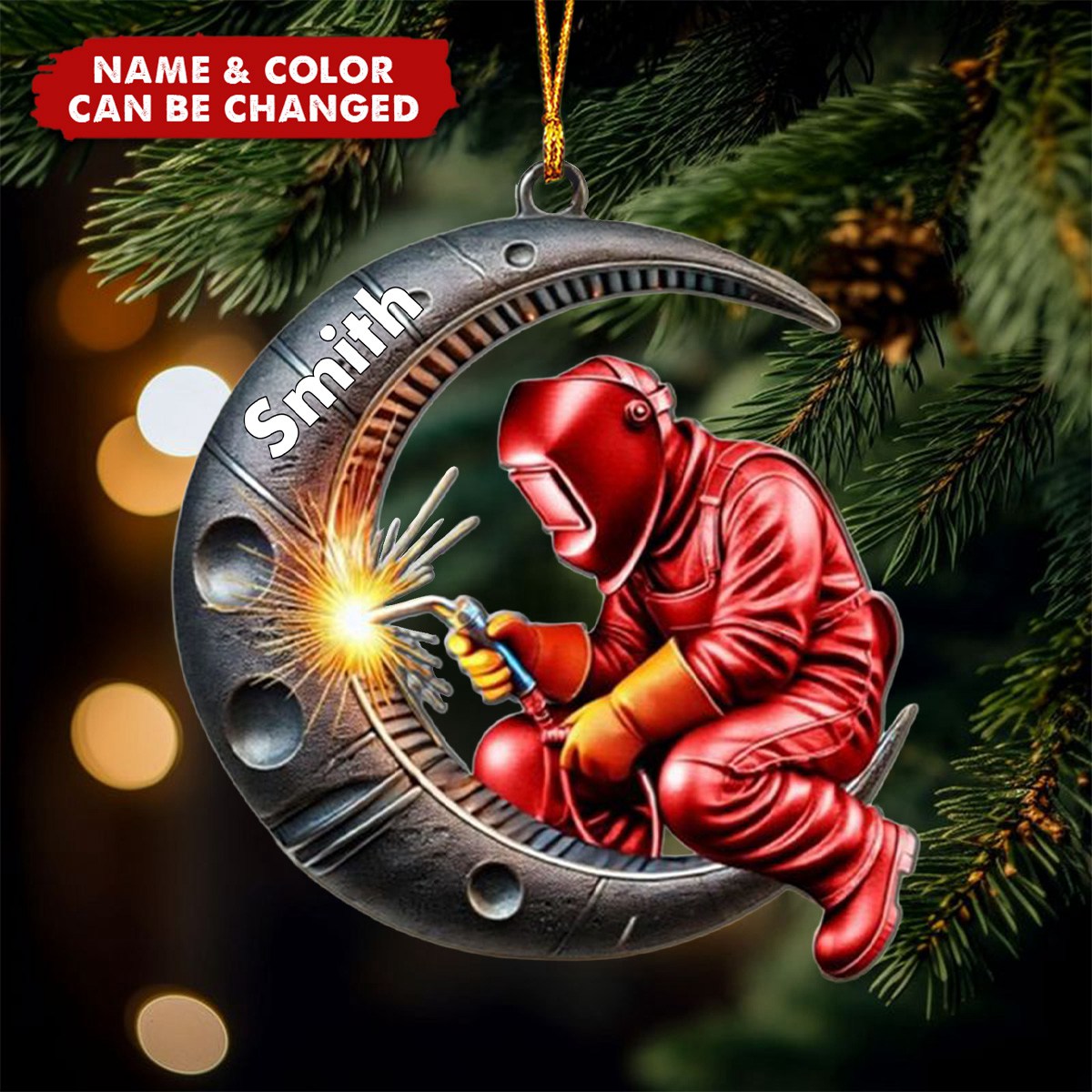 Welding Where Fire Meets Steel Personalized Name Shaped Ornament