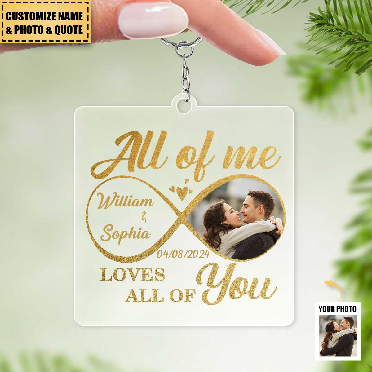 Custom Photo All Of Me Loves All Of You - Couple Personalized Square Shaped Acrylic Keychain