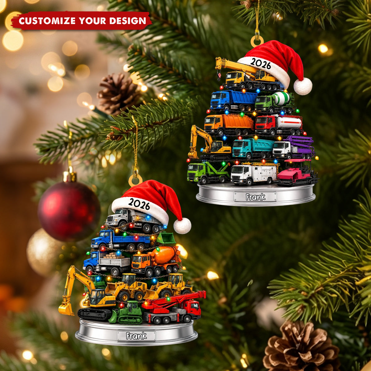 Personalized Christmas Tree Ornament - Custom Vintage Truck Ornament