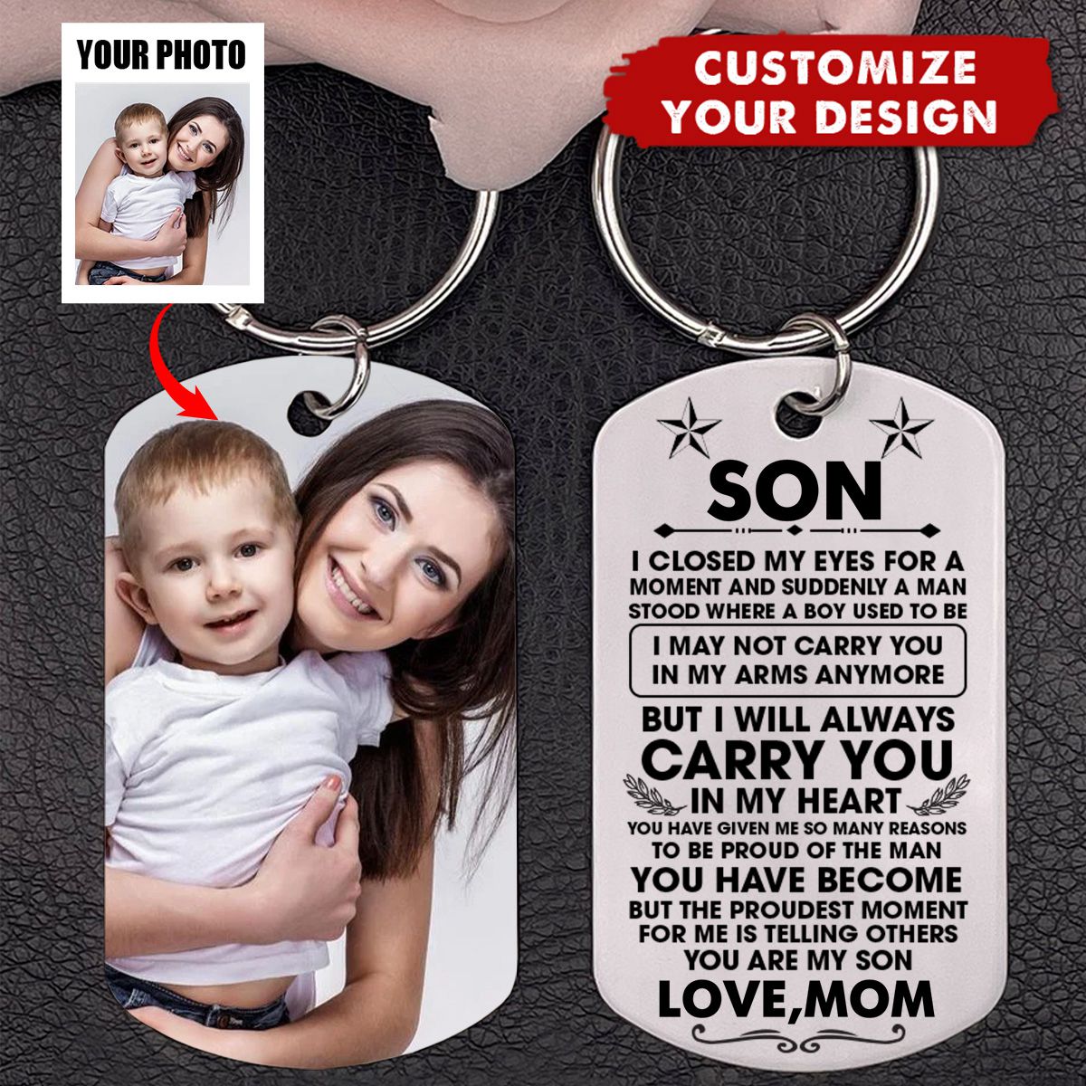 Custom Keychain Gift For Son - Personalized Gifts For Son - I Closed My Eyes For But A Moment And Suddenly Stainless Steel Keychain