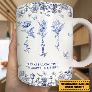 If Besties Were Flowers I'd Pick You - Toile De Jouy Birth Flowers - Personalized Mug