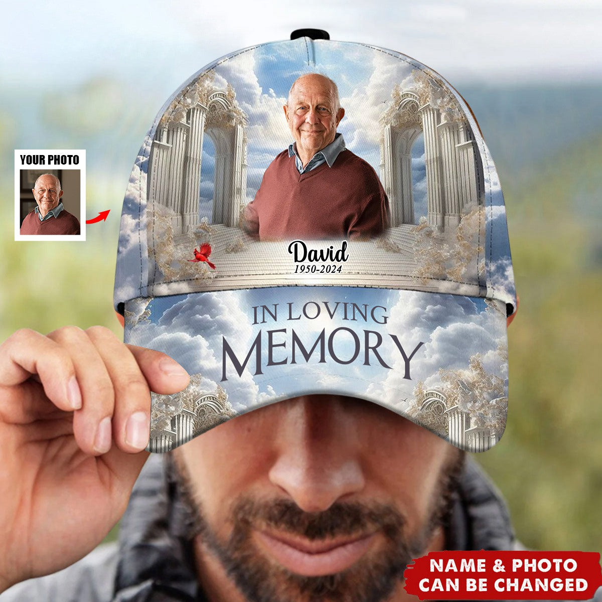 Memorial Upload Photo Heaven Gate Sky In Loving Memory Personalized Classic Cap