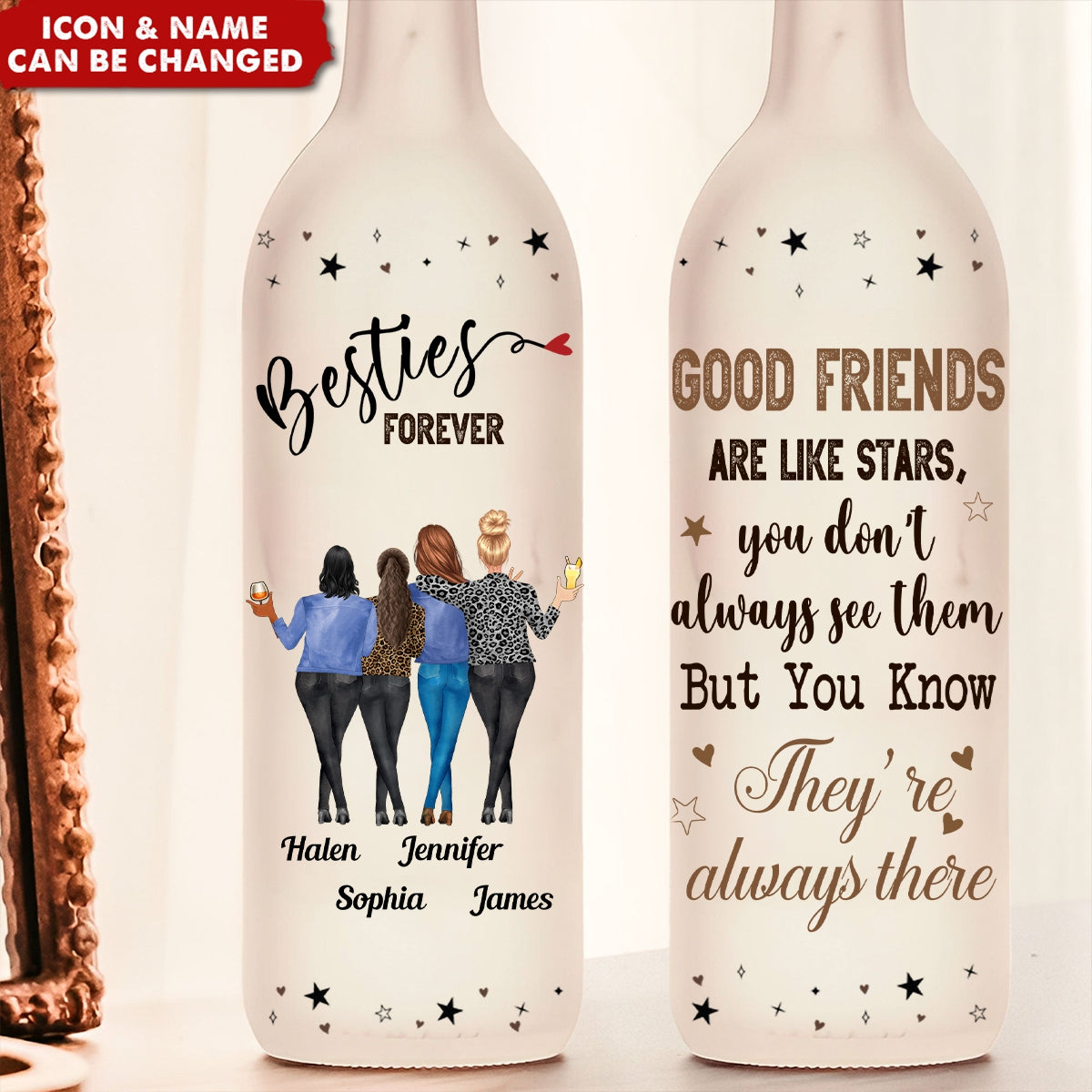 Good Friends Are Always Here - Personalized Bottle Lamp