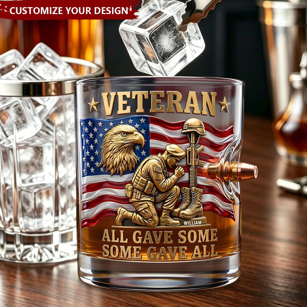 Honor Veteran Bullet Glass - Personalized Gifts For Veterans