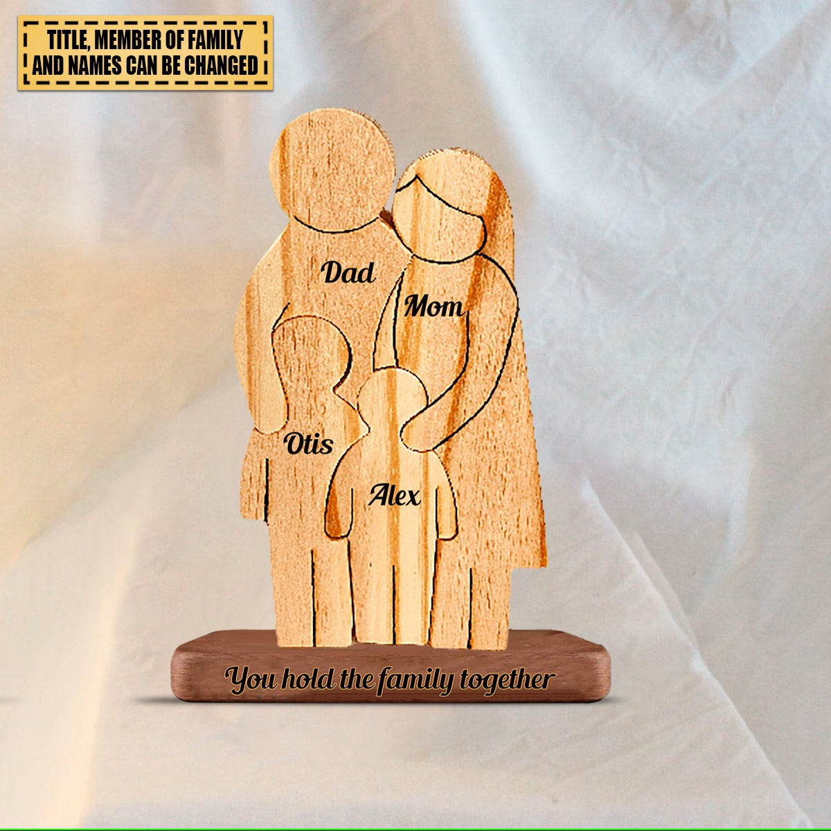 Man, Woman Couple Gift, Dad, Mom And Kids, Personalized Family Puzzle Wooden - Gift For Family