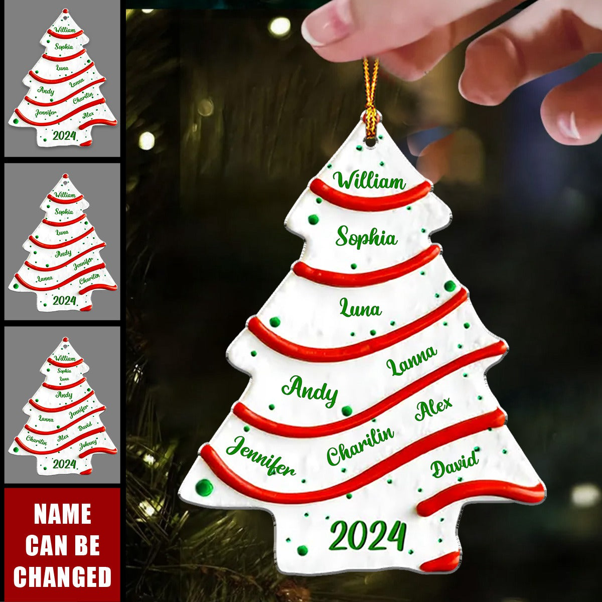 Christmas Tree Cake Custom Name - Personalized Custom 3D Effect Acrylic Ornament - Gifts For Family, Friends, Coworkers