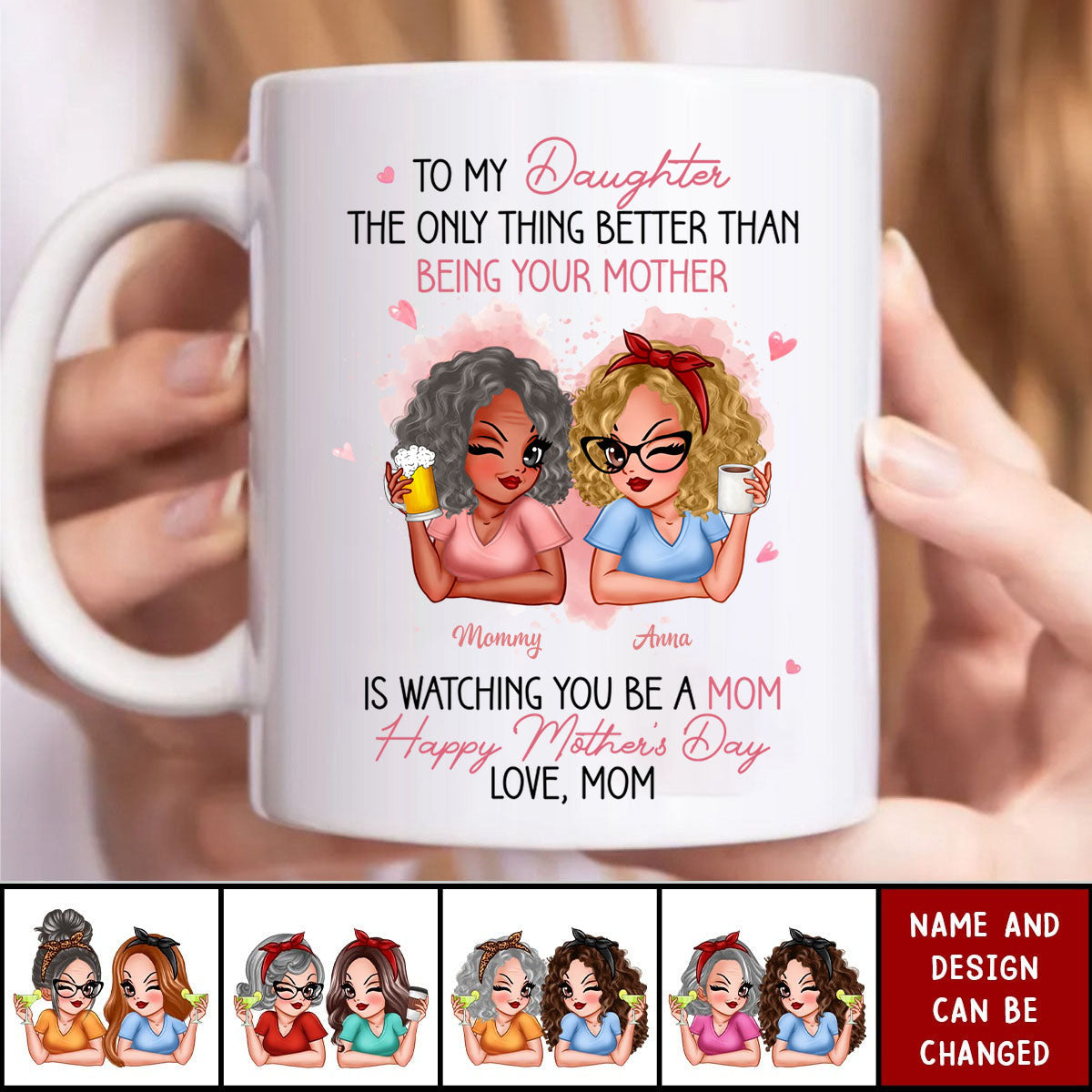 Pink Tone To My Daughter From Mom Happy Mother's Day Personalized Mug, Heartfelt Mother's Day Gift For Daughter