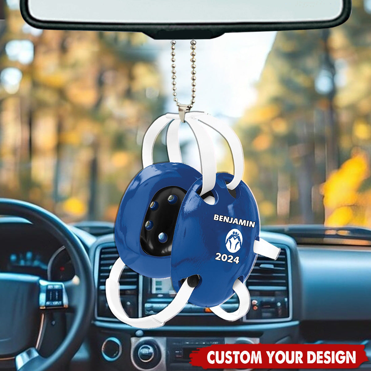 Personalized Wrestling Helmet Car Ornament, Gift For Wrestler