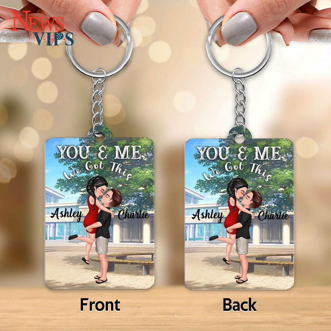 Hugging Kissing Doll Couple Campus Personalized Acrylic Keychain