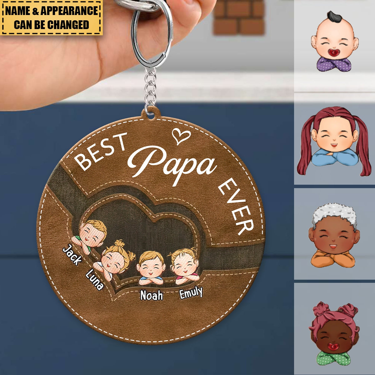 Best Dad Ever - Family Personalized Acrylic Keychain - Gift For Dad, Grandpa