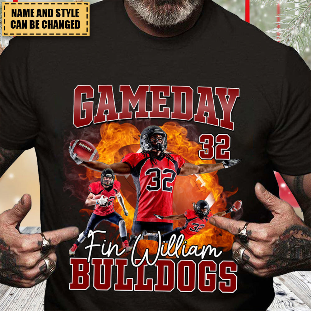 Gameday Personalized Upload Photos T-shirt Gift Idea For Football Lovers