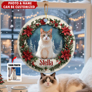 Custom Photo Ceramic Ornament - Personalized Pet Memorial Sympathy Gifts For Dogs, Cats