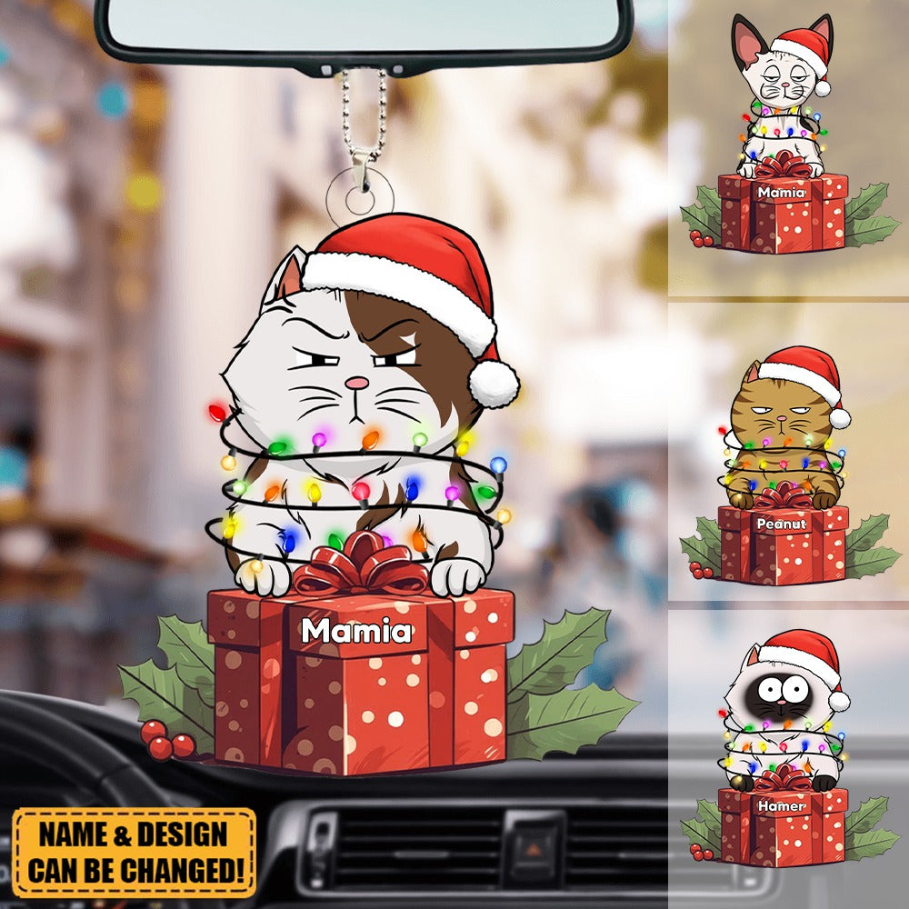 Cute Cat Kitten Pet Christmas Gift Personalized Acrylic Car Ornament