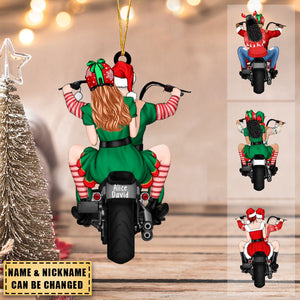 Personalized Acrylic Christmas Ornament, Christmas Motorcycle Couple, Christmas Gift For Motorcycle Lovers