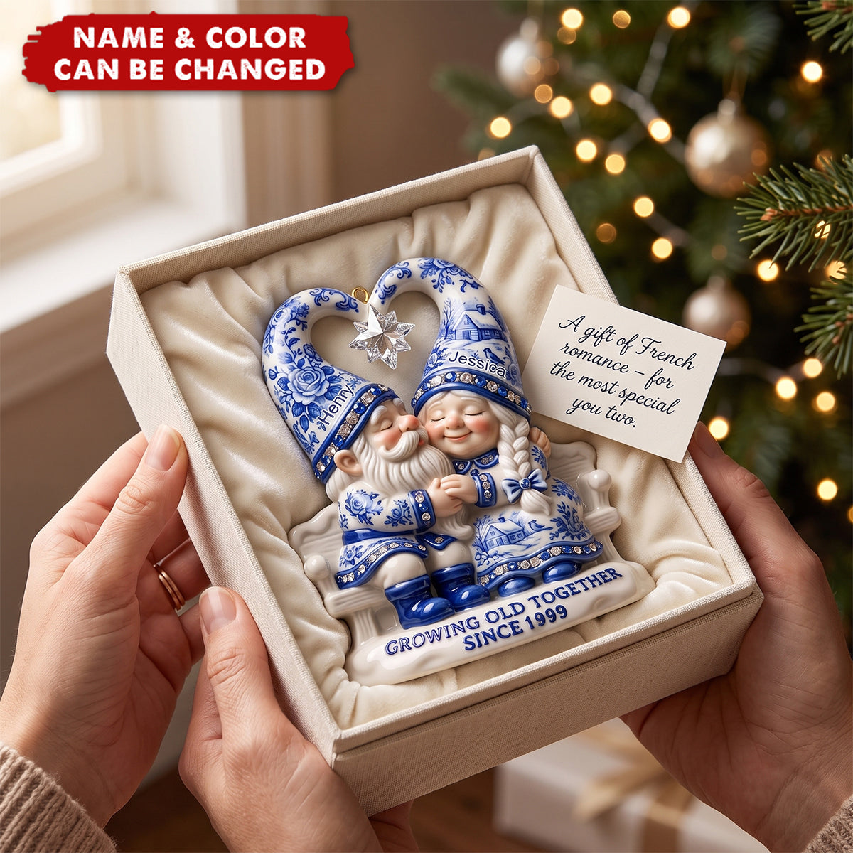 Couple Toile de Jouy Acrylic Ornament - Personalized Christmas Gifts