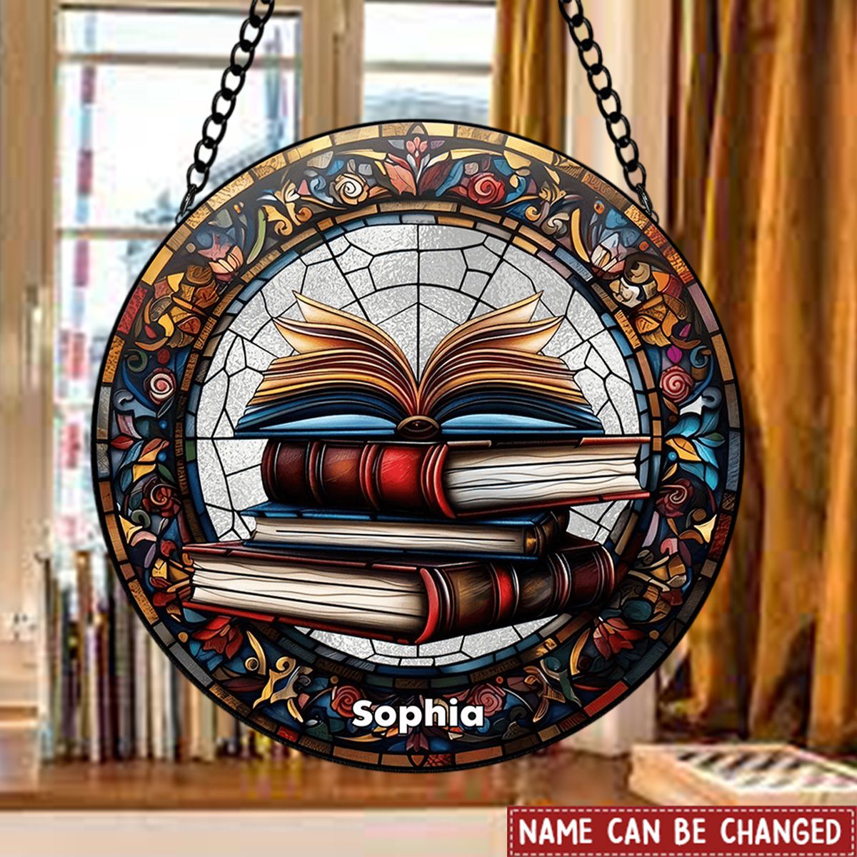 Personalized Gifts For Book Lover Stained Glass Ornament