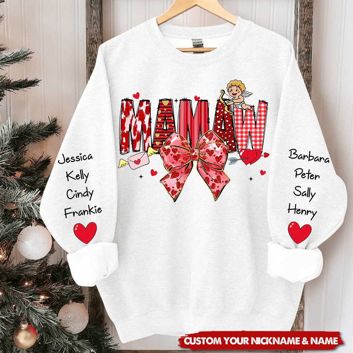 Pink Bow Shirt For Gigi Mimi Nana Mom Personalized Sweatshirt