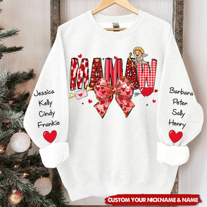 Pink Bow Shirt For Gigi Mimi Nana Mom Personalized Sweatshirt