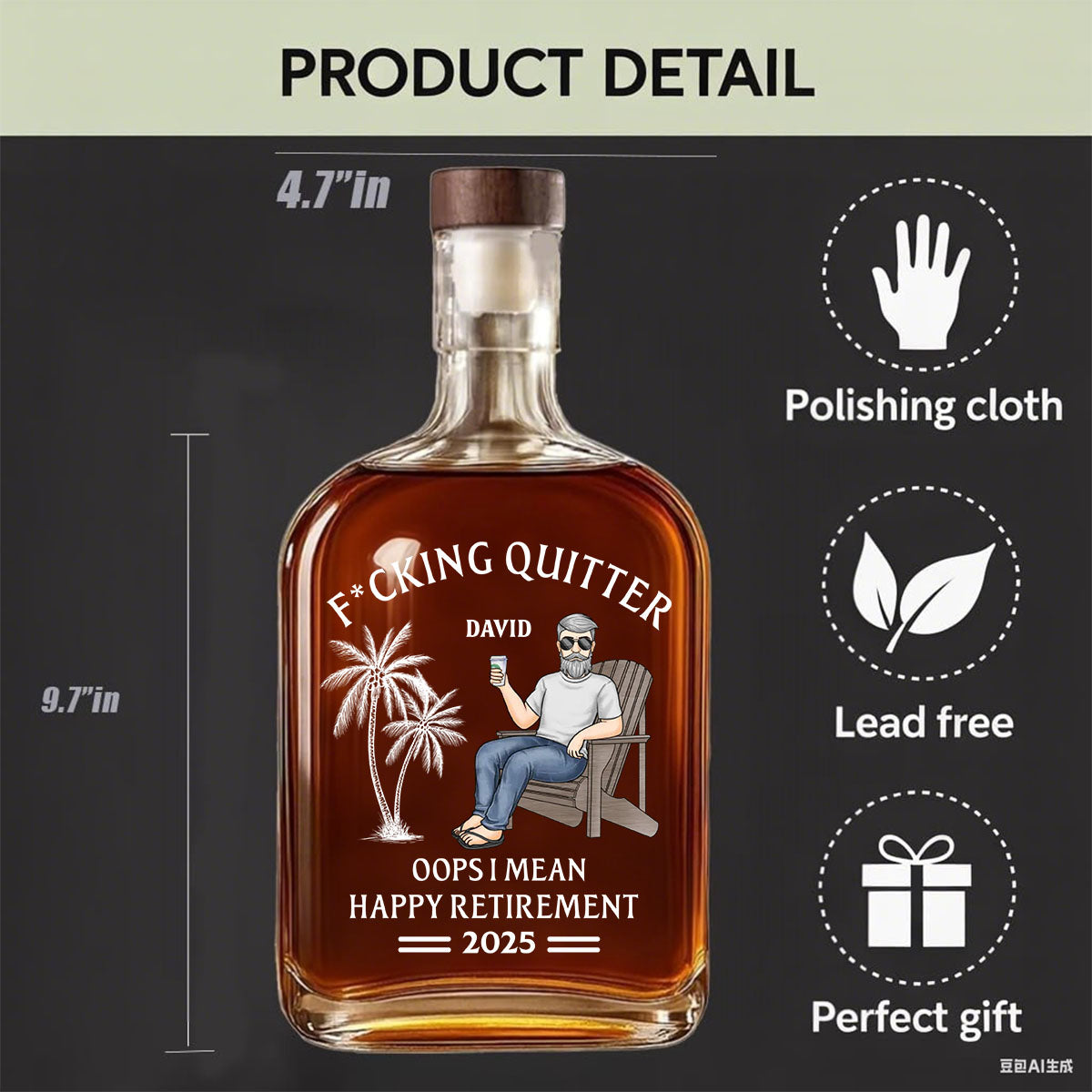 Officially Done - Coworker Personalized Whiskey Bottle - Appreciation, Retirement Gift