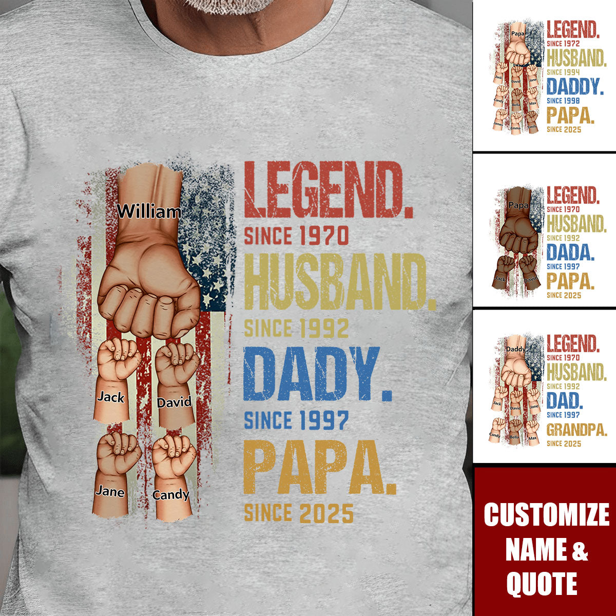 From Legend To Papa - Family Personalized T-shirt, Gift For Dad, Grandpa