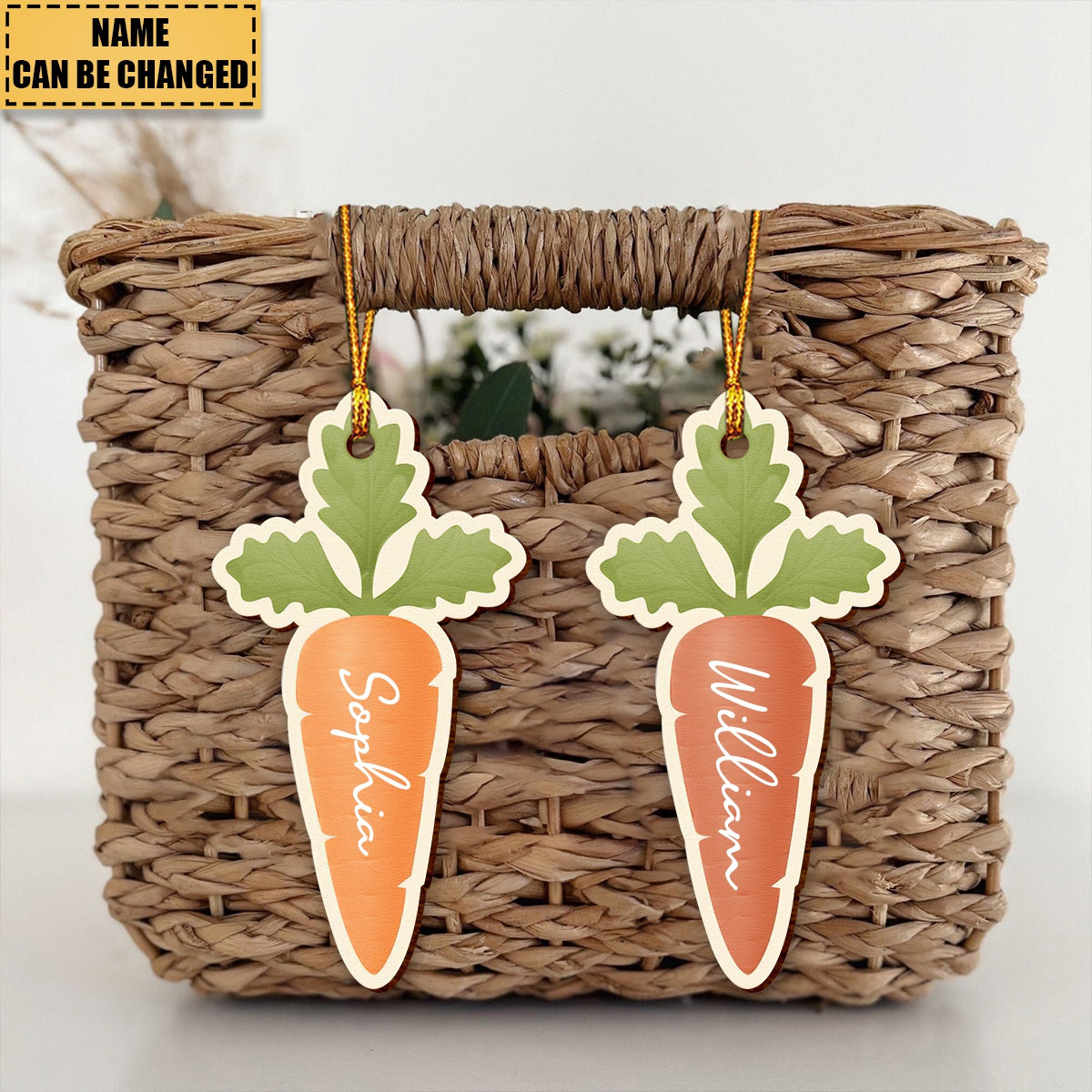 Carrot Bunny Rabbit Easter - Personalized Easter Basket Ornament - Tag Gift For Kid