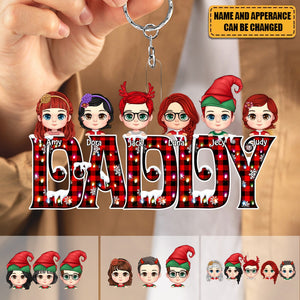 Cute Christmas Kids Custom Family Members Nickname Personalized Acrylic Keychain