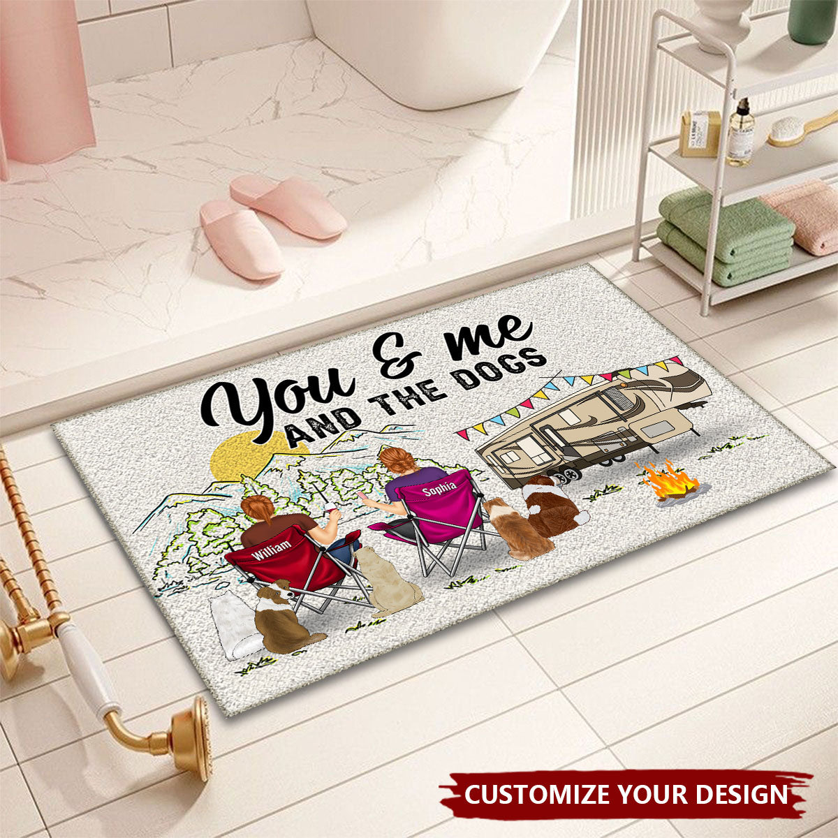 Home Is Where We Park It You And Me And The Dogs - Gift For Camping Lovers - Personalized Doormat