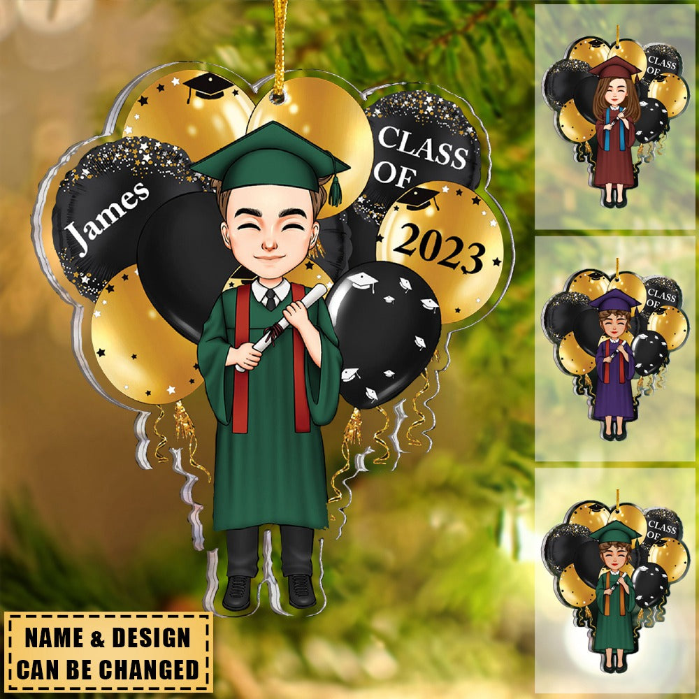 Class Of 2023 - Personalized Graduation Gown Shaped Acrylic Ornament