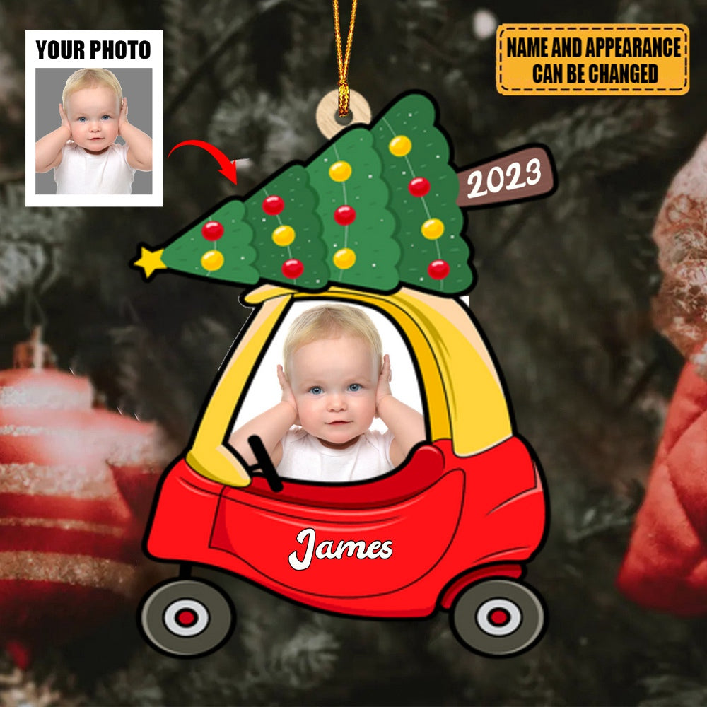 Custom Kid Photo Wood Ornament, Christmas Gift For Kids