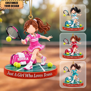 Personalized Tennis Girl Christmas Ornament, Custom Name Keepsake