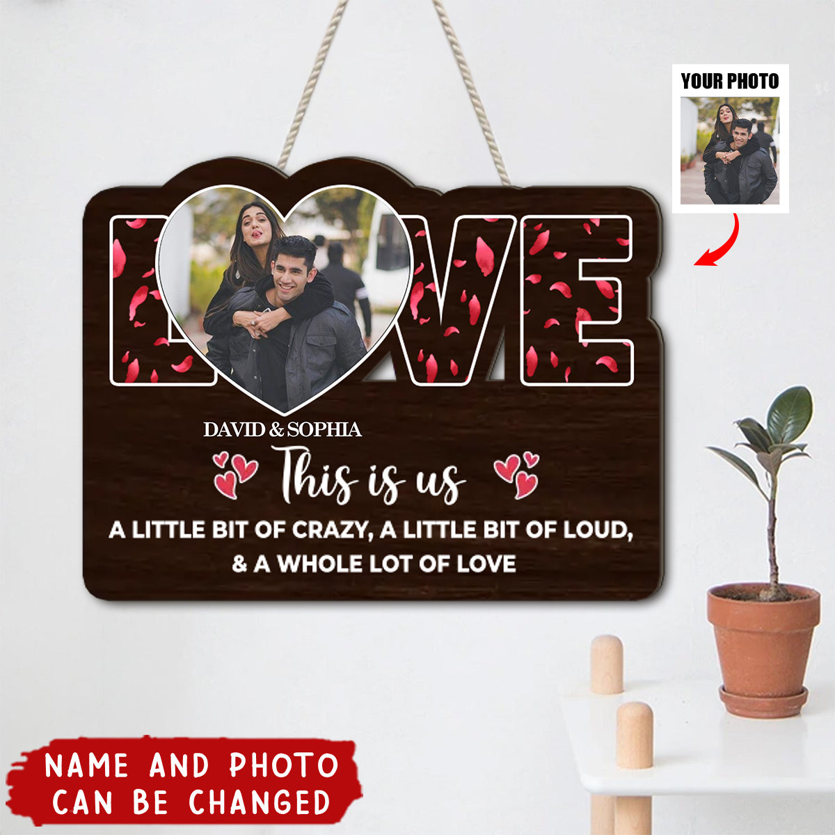 Custom Photo - Personalized Wooden Sign for Couple - Christmas, Anniversary Gift for Her, Him