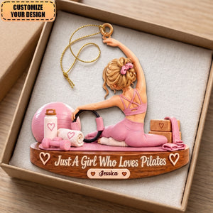 Personalized Acrylic Ornament Featuring A Pilates Enthusiast