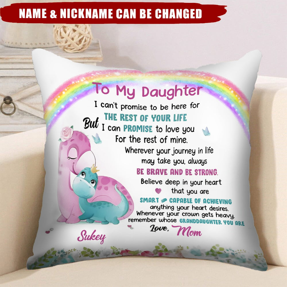 Grandma Mom Hug Grandkid Cute Dinosaur Personalized Pillow