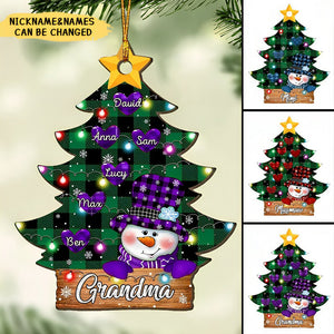 Christmas Colorful Snowman Grandma Mom Sweet Heart Kids Pine Tree Personalized Ornament