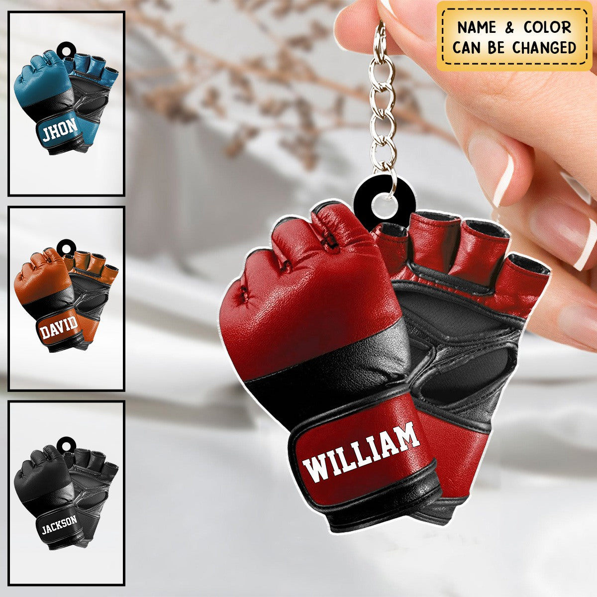 Personalized Mma Glove Christmas Acrylic Keychain, Gift For Mma Lover
